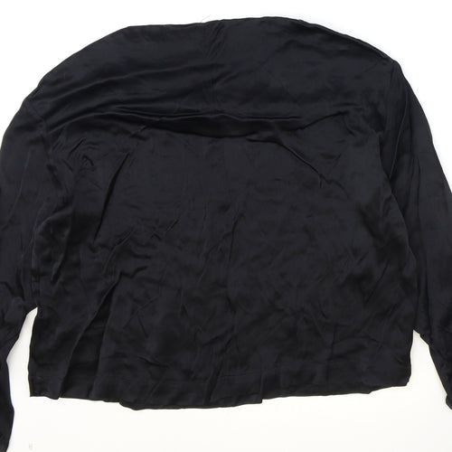 Zara Womens Black Viscose Basic Blouse Size L Round Neck