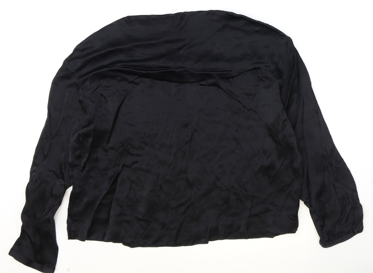 Zara Womens Black Viscose Basic Blouse Size L Round Neck