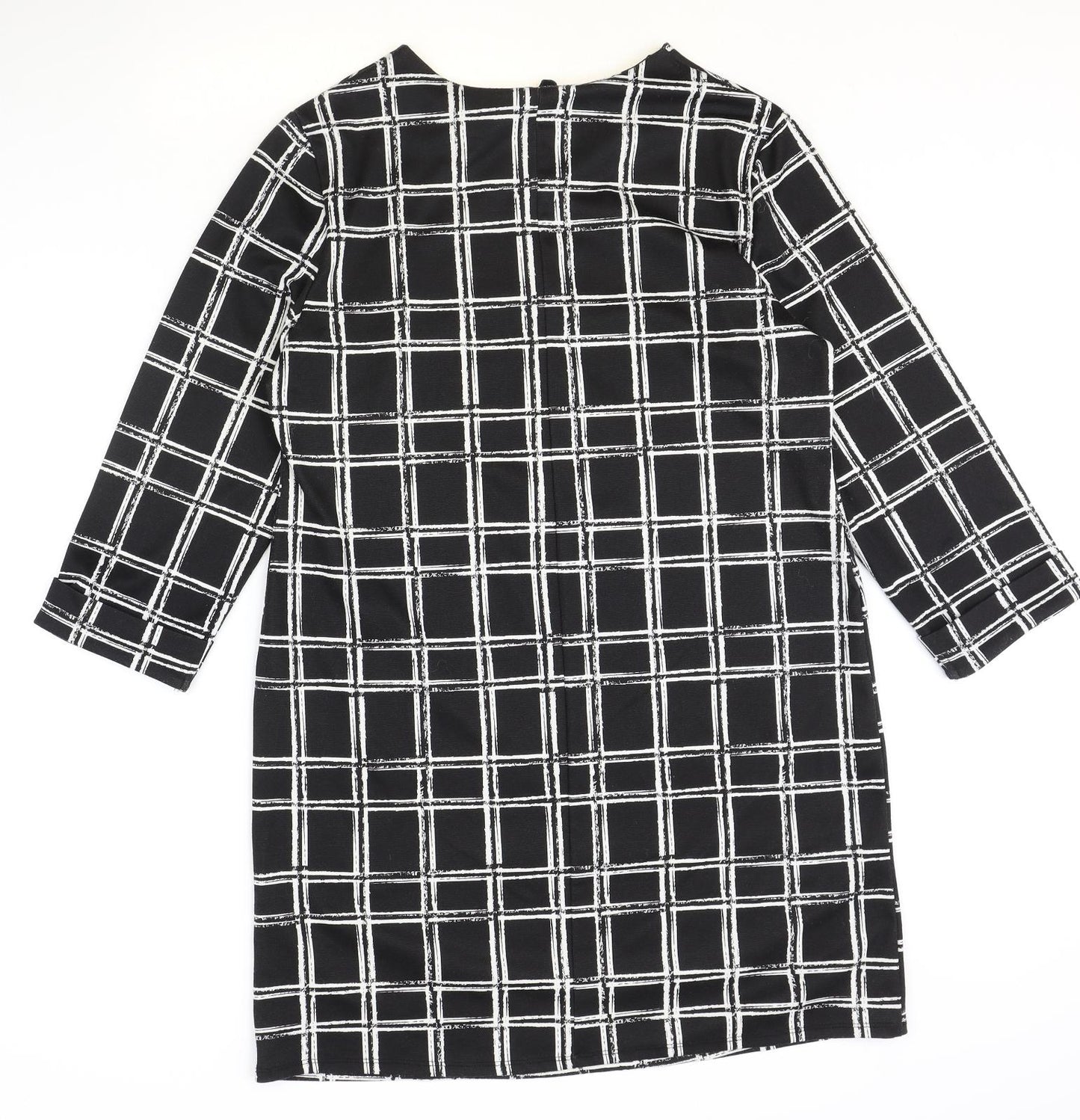 Primark Womens Black Geometric Polyester A-Line Size 14 Round Neck Pullover