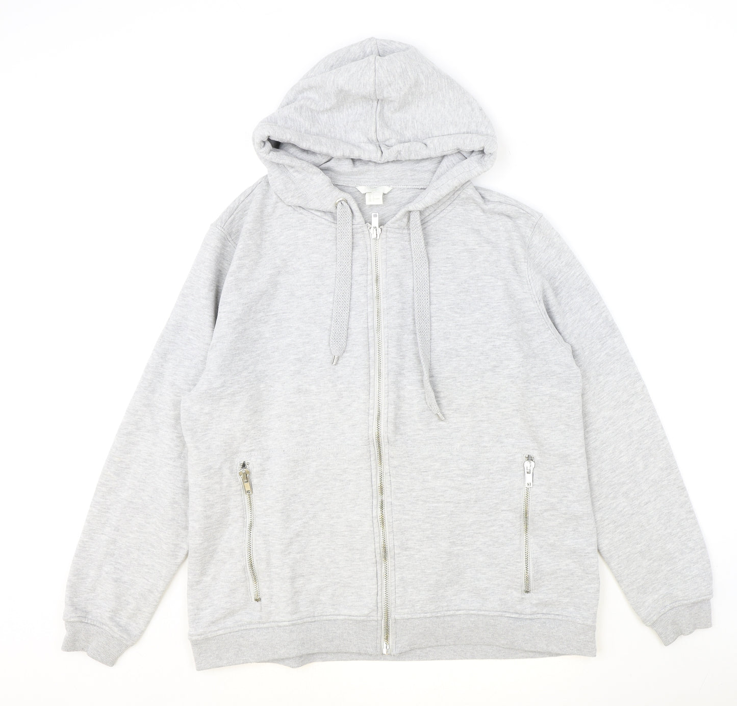 H&M Womens Grey Polyester Full Zip Hoodie Size L Zip