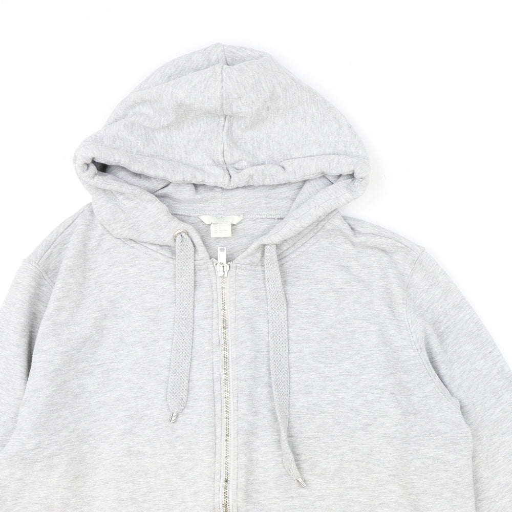 H&M Womens Grey Polyester Full Zip Hoodie Size L Zip