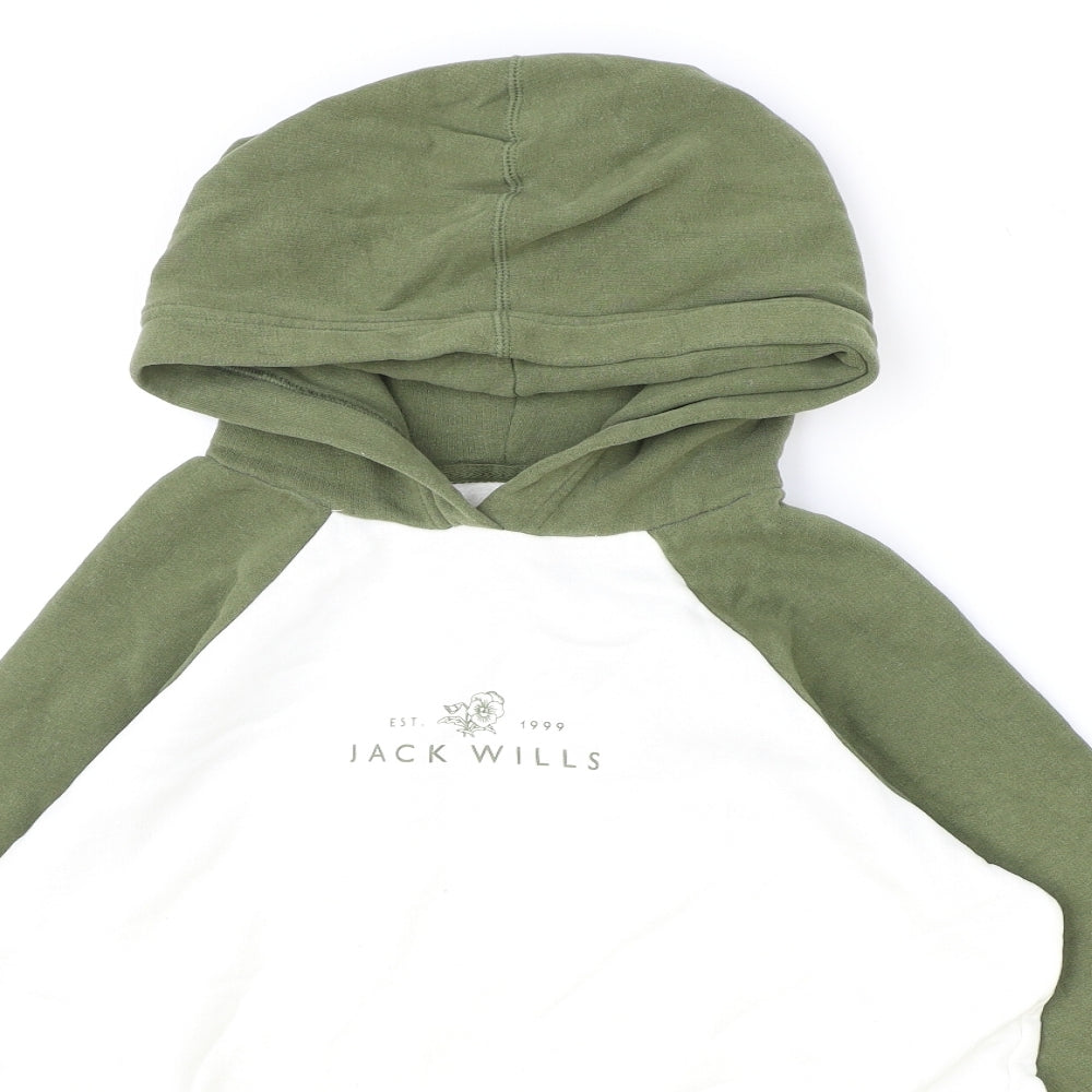 Jack Wills Womens Ivory Colourblock Cotton Pullover Hoodie Size 8 Pullover - Cropped