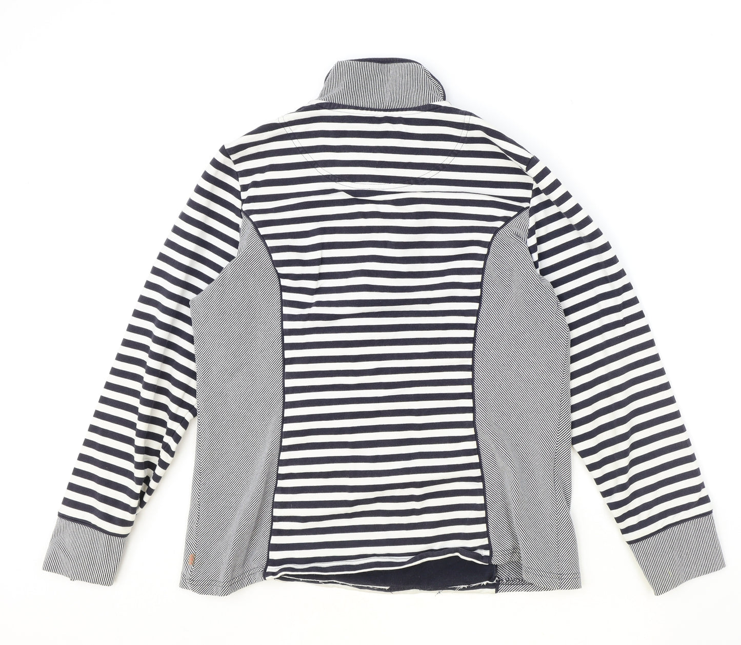 Marks and Spencer Womens Black Striped Cotton Pullover Sweatshirt Size L Button - Henley