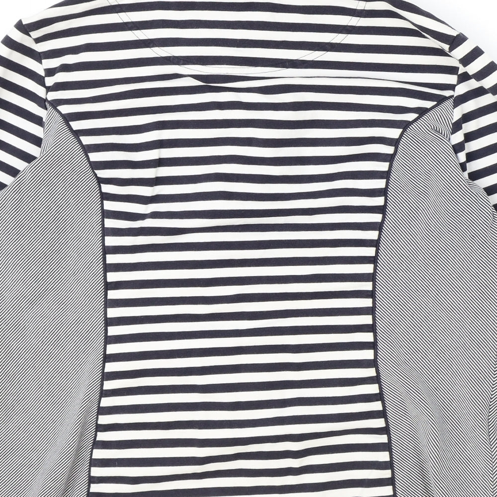 Marks and Spencer Womens Black Striped Cotton Pullover Sweatshirt Size L Button - Henley