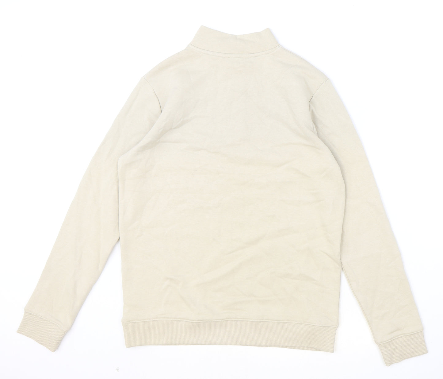 Marks and Spencer Boys Beige Cotton Pullover Sweatshirt Size 13-14 Years Zip