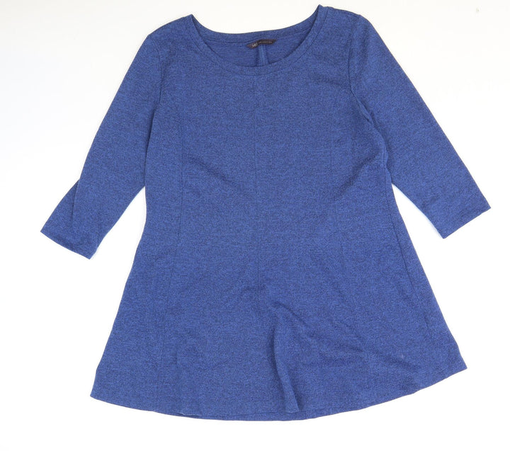 Marks and Spencer Womens Blue Polyester A-Line Size 14 Scoop Neck Pullover