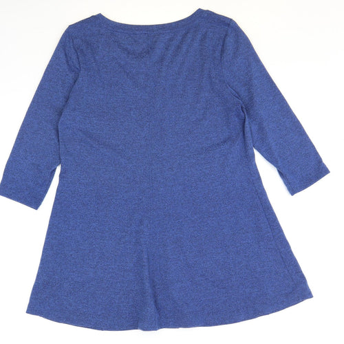 Marks and Spencer Womens Blue Polyester A-Line Size 14 Scoop Neck Pullover