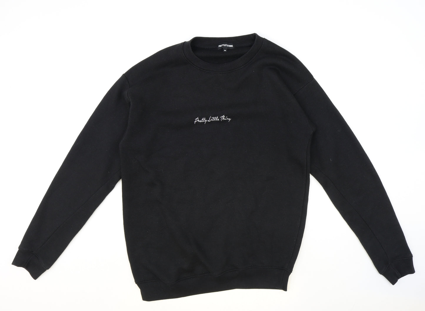 PRETTYLITTLETHING Womens Black Cotton Pullover Sweatshirt Size M Pullover
