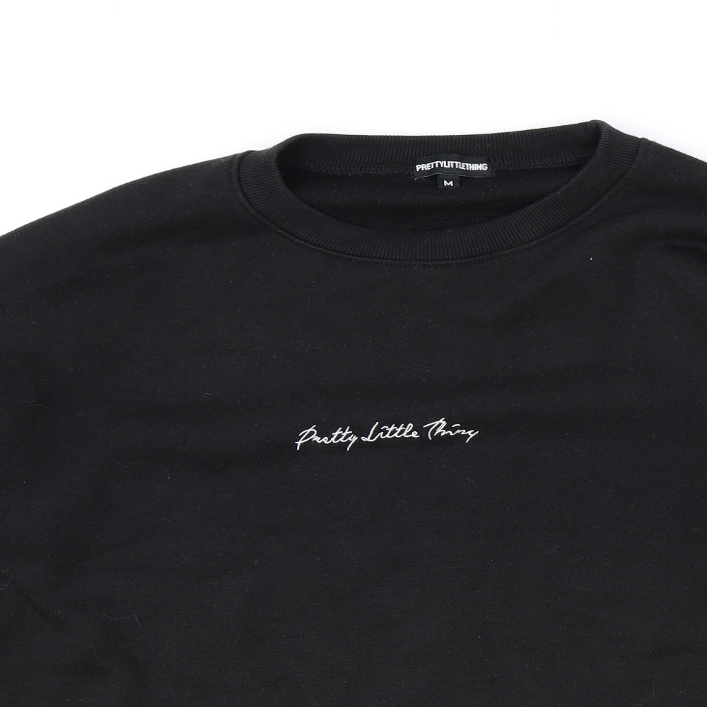 PRETTYLITTLETHING Womens Black Cotton Pullover Sweatshirt Size M Pullover