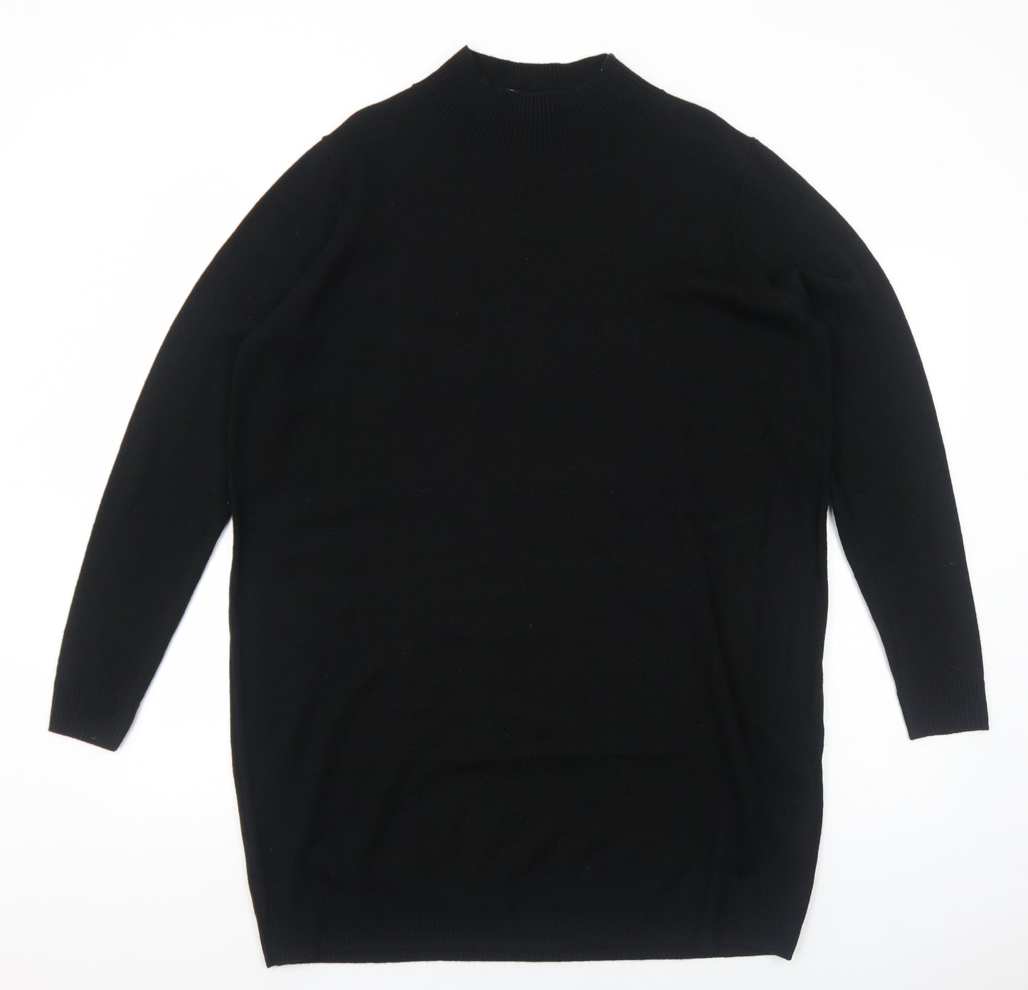 COLLUSION Womens Black Acrylic Jumper Dress Size 16 Mock Neck Pullover