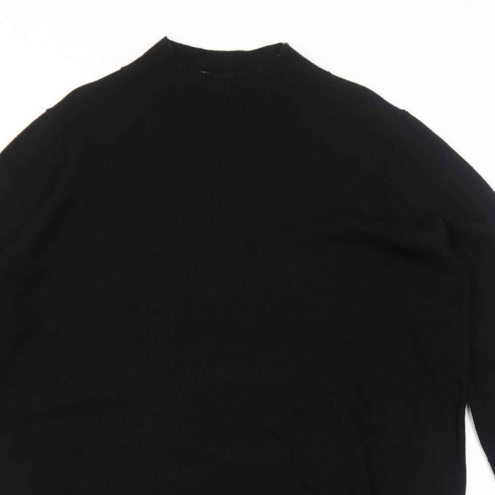 COLLUSION Womens Black Acrylic Jumper Dress Size 16 Mock Neck Pullover