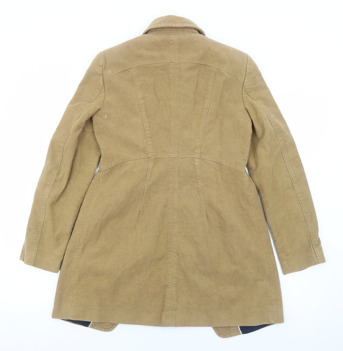 Zara Womens Brown Military Jacket Coat Size M Button