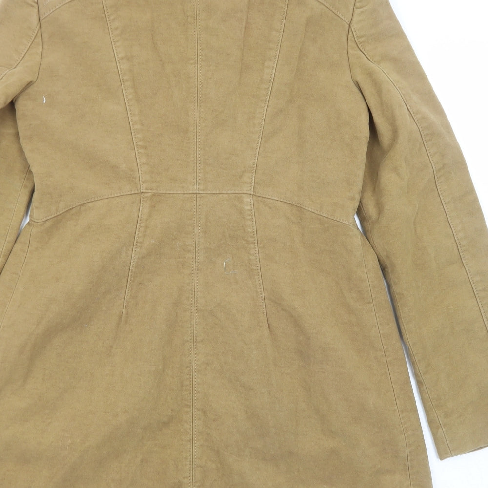 Zara Womens Brown Military Jacket Coat Size M Button