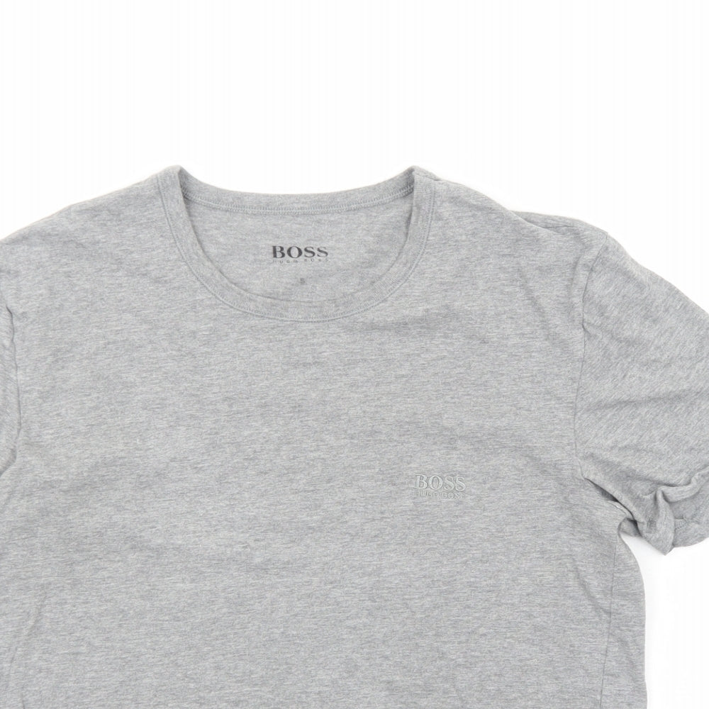 HUGO BOSS Mens Grey Viscose T-Shirt Size S Round Neck