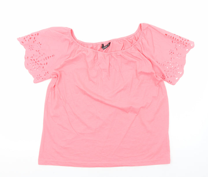 Dunnes Stores Womens Pink Viscose Basic Blouse Size S Round Neck