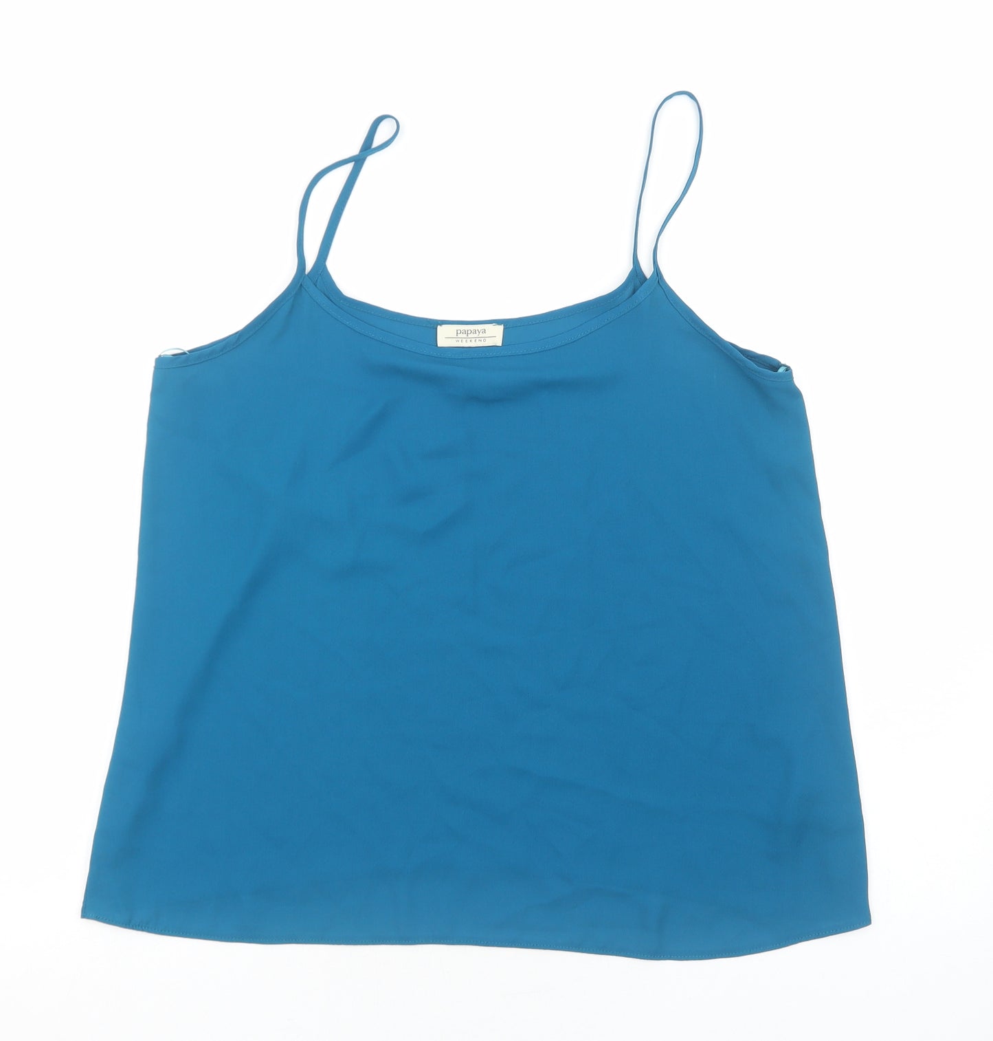 Papaya Womens Blue Polyester Basic Tank Size 16 Round Neck