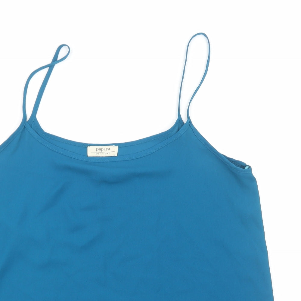 Papaya Womens Blue Polyester Basic Tank Size 16 Round Neck