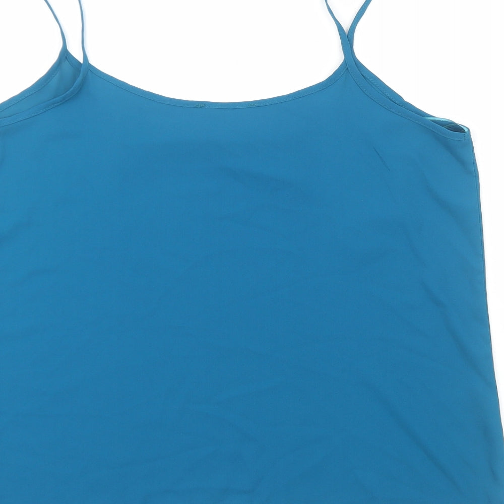 Papaya Womens Blue Polyester Basic Tank Size 16 Round Neck