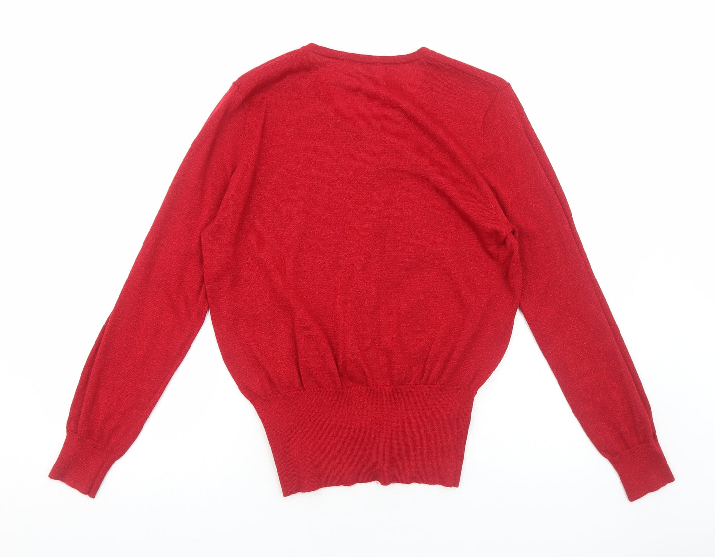 Linea Womens Red Scoop Neck Polyester Cardigan Jumper Size L
