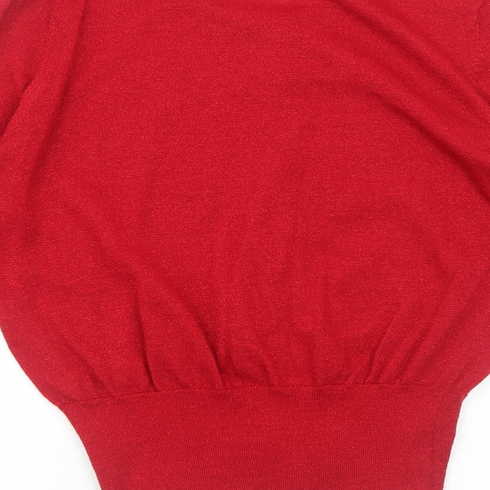 Linea Womens Red Scoop Neck Polyester Cardigan Jumper Size L