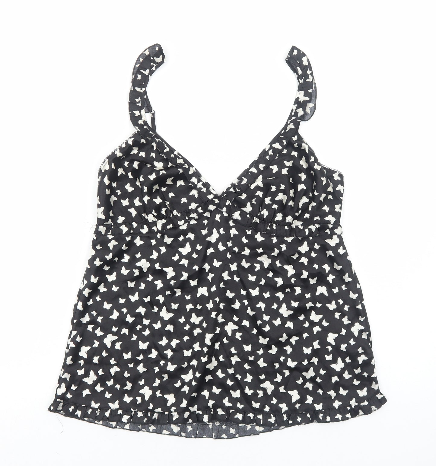 La Senza Womens Black Geometric Polyester Basic Tank Size 14 V-Neck - Butterfly Pattern