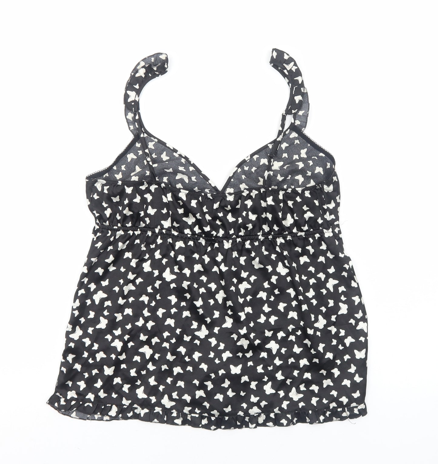 La Senza Womens Black Geometric Polyester Basic Tank Size 14 V-Neck - Butterfly Pattern