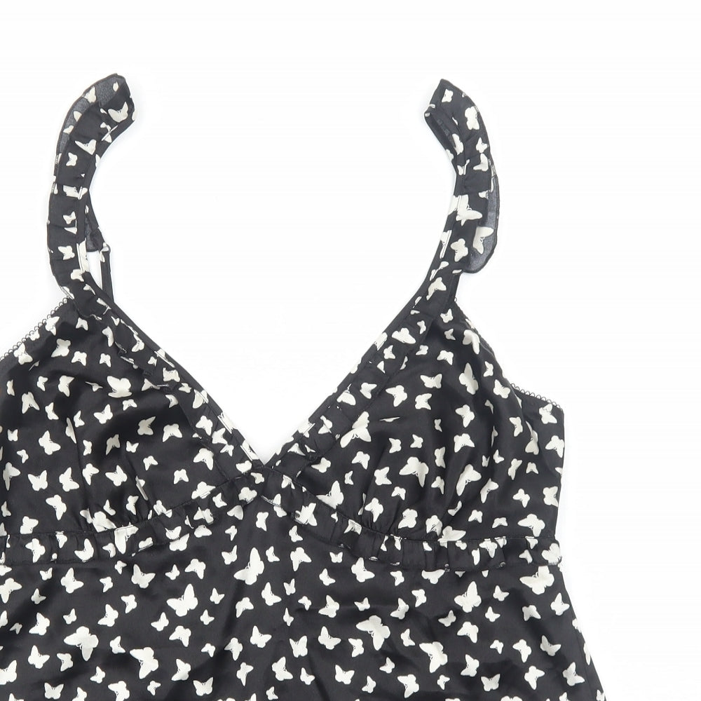 La Senza Womens Black Geometric Polyester Basic Tank Size 14 V-Neck - Butterfly Pattern