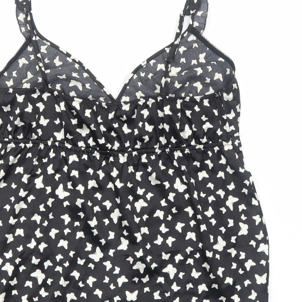 La Senza Womens Black Geometric Polyester Basic Tank Size 14 V-Neck - Butterfly Pattern