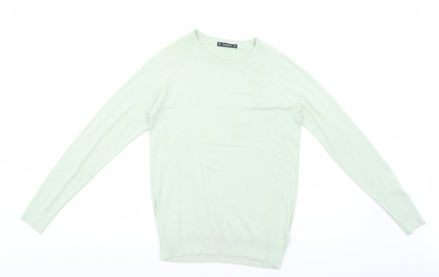 Dunnes Stores Mens Green Square Neck Viscose Pullover Jumper Size M Long Sleeve