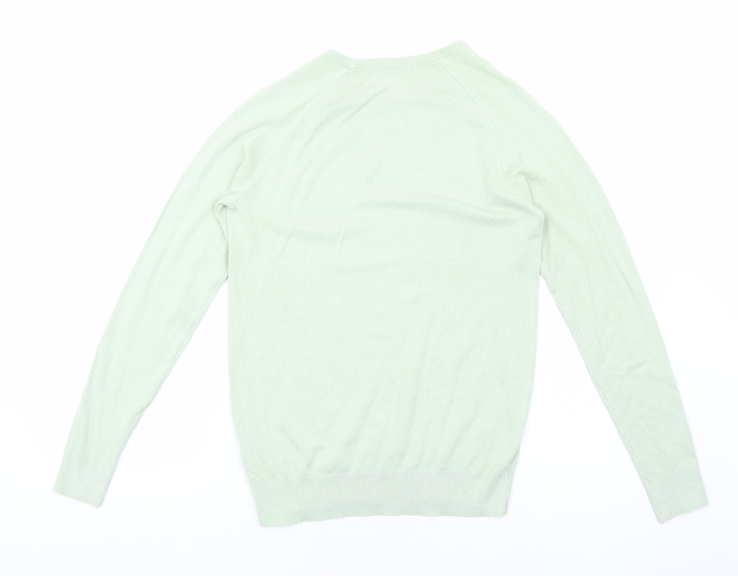 Dunnes Stores Mens Green Square Neck Viscose Pullover Jumper Size M Long Sleeve