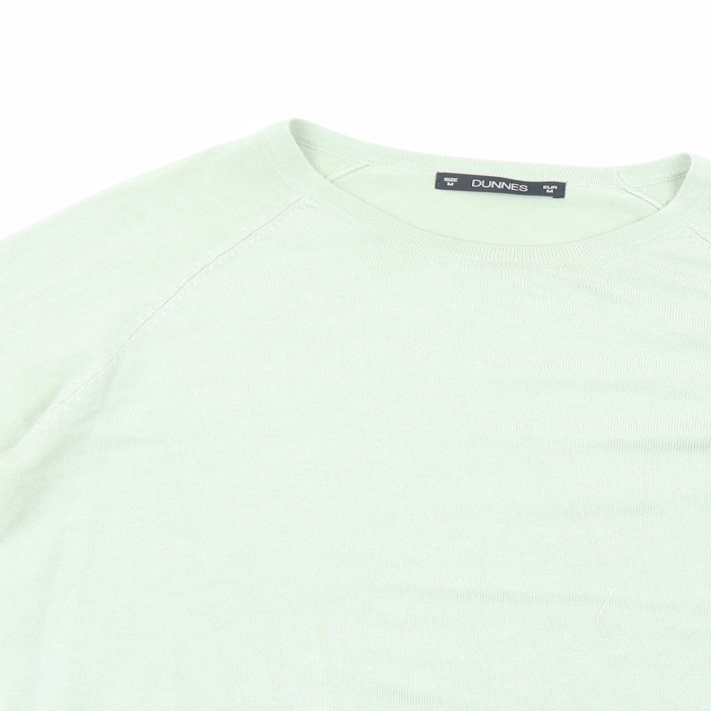 Dunnes Stores Mens Green Square Neck Viscose Pullover Jumper Size M Long Sleeve