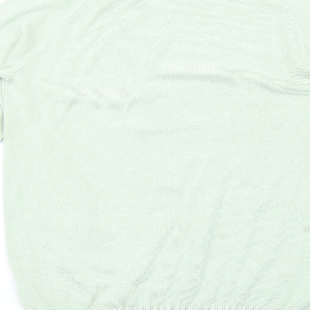 Dunnes Stores Mens Green Square Neck Viscose Pullover Jumper Size M Long Sleeve