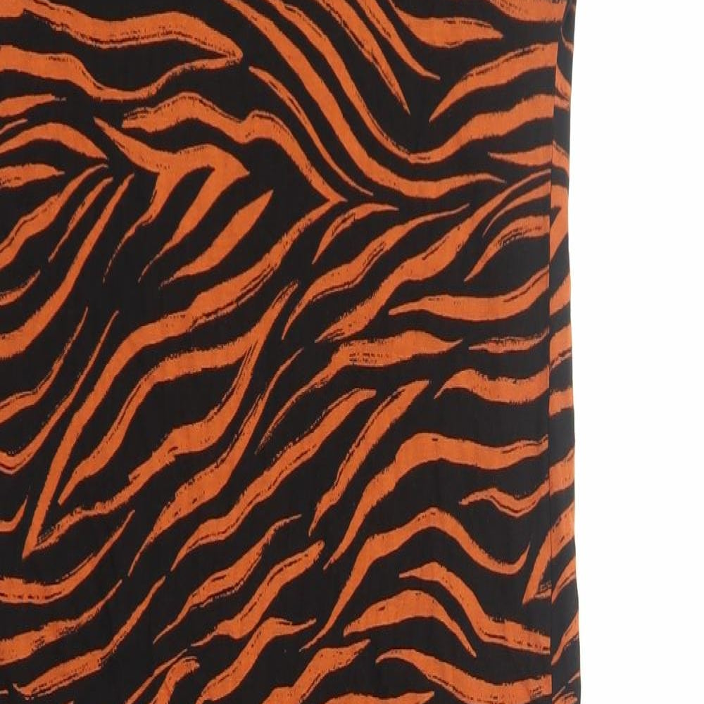 Marks and Spencer Womens Orange Animal Print Viscose Sheath Size 8 V-Neck Pullover