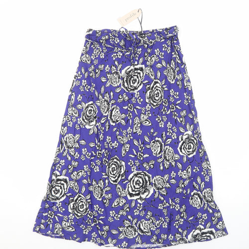 Profile Womens Blue Floral Viscose Swing Skirt Size 12