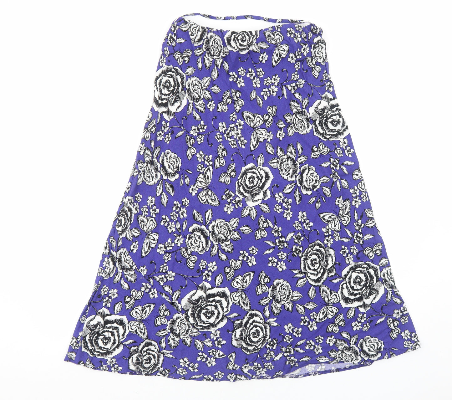 Profile Womens Blue Floral Viscose Swing Skirt Size 12