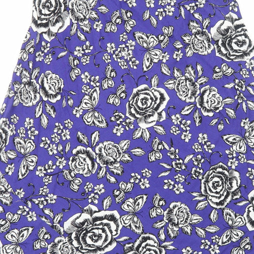 Profile Womens Blue Floral Viscose Swing Skirt Size 12