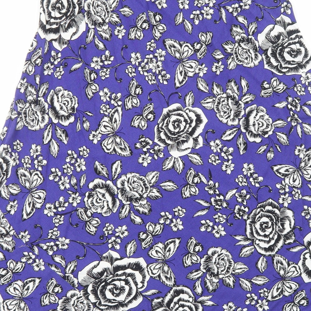 Profile Womens Blue Floral Viscose Swing Skirt Size 12