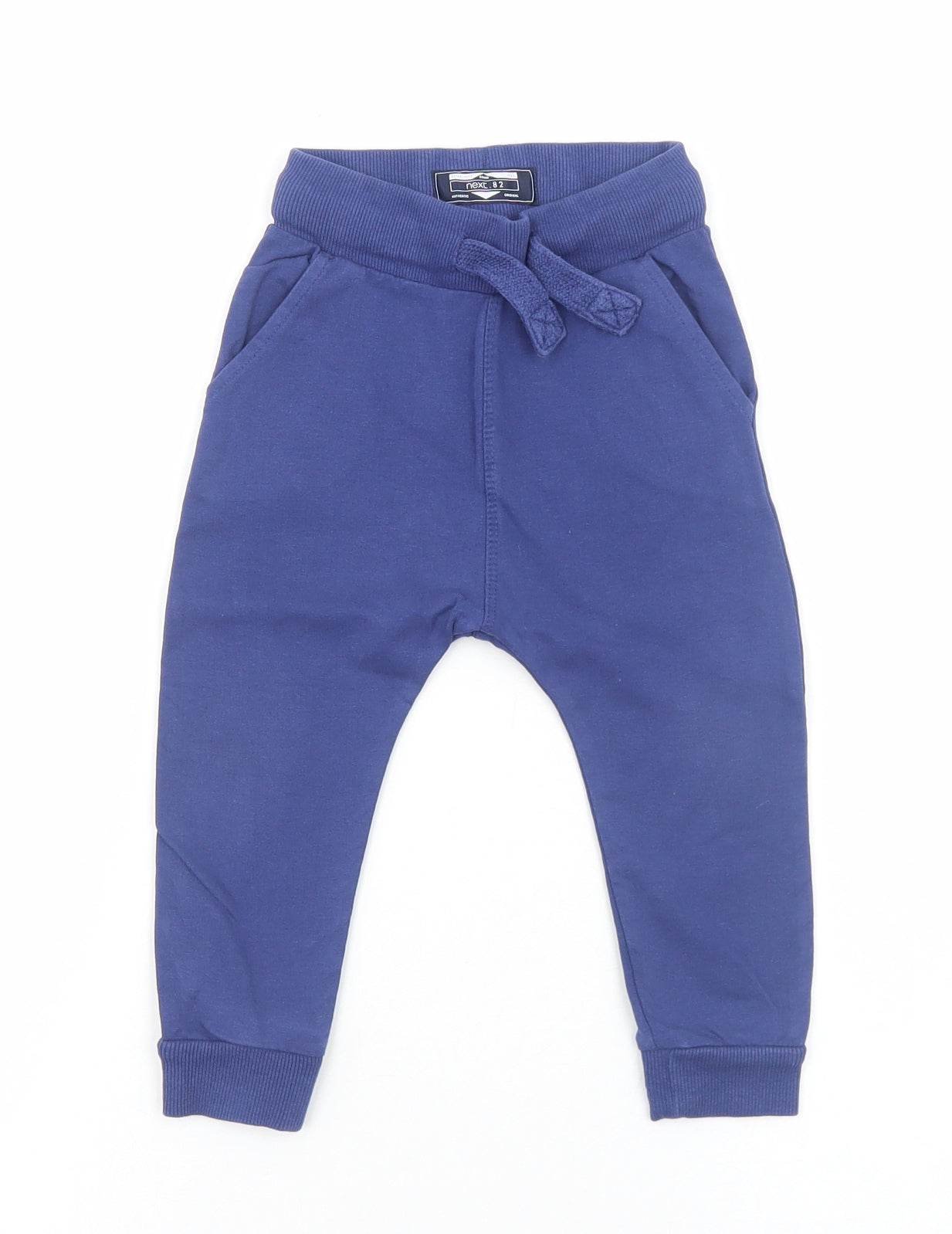 NEXT Boys Blue Cotton Jogger Trousers Size 18-24 Months L50 cm Drawstring