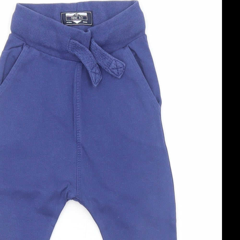 NEXT Boys Blue Cotton Jogger Trousers Size 18-24 Months L50 cm Drawstring