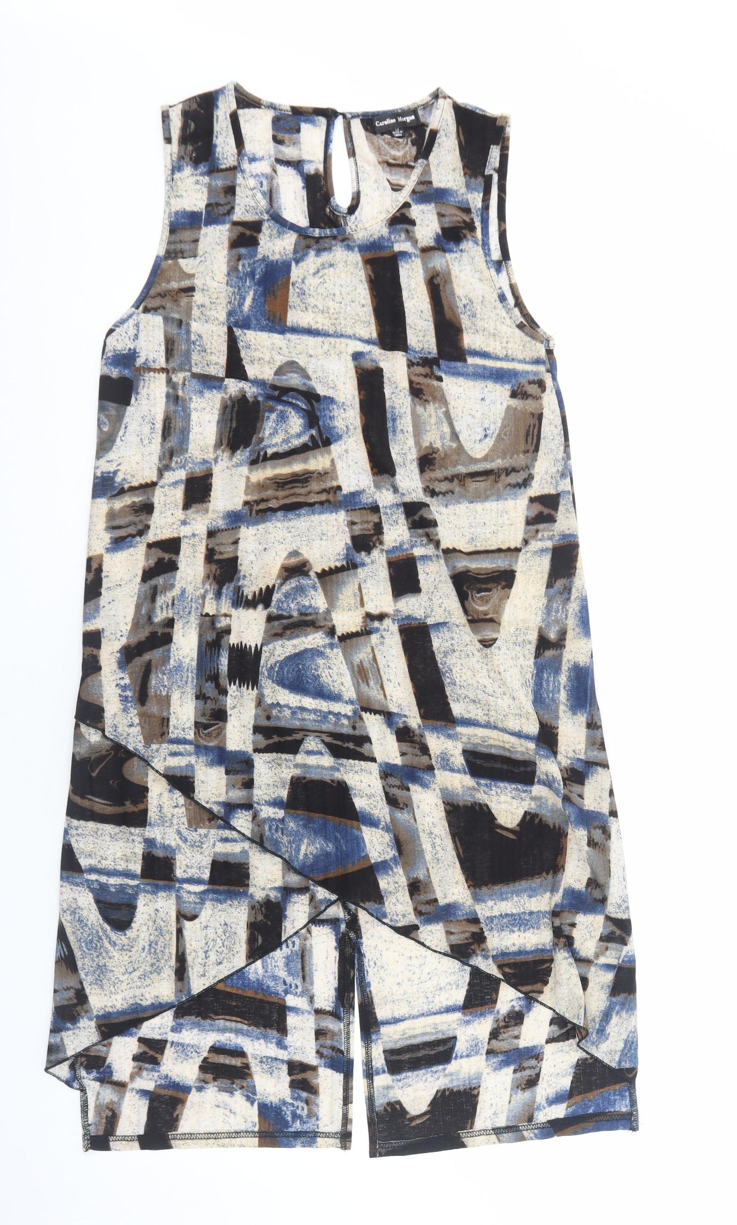 Caroline Morgan Womens Multicoloured Geometric Polyester A-Line Size 12 Scoop Neck Pullover