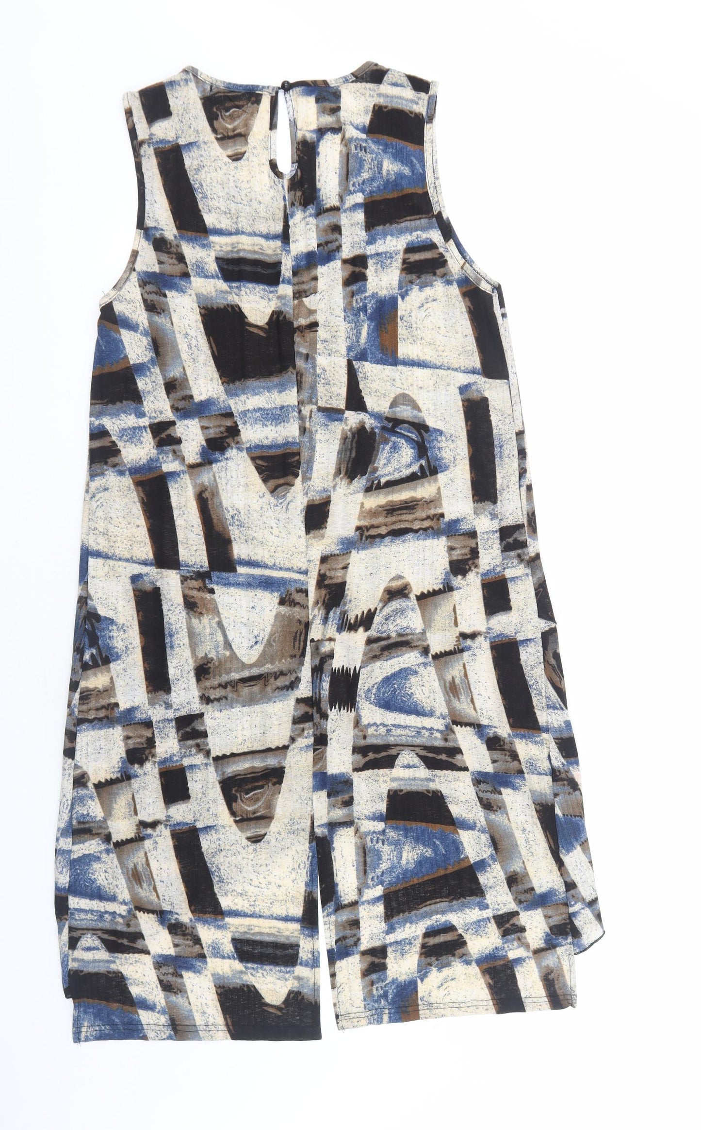 Caroline Morgan Womens Multicoloured Geometric Polyester A-Line Size 12 Scoop Neck Pullover