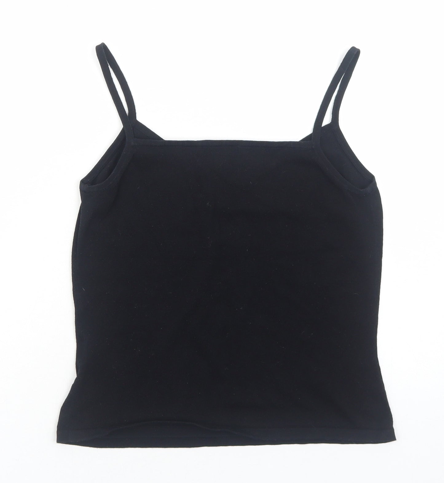 Monsoon Womens Black Cotton Basic Tank Size 10 V-Neck