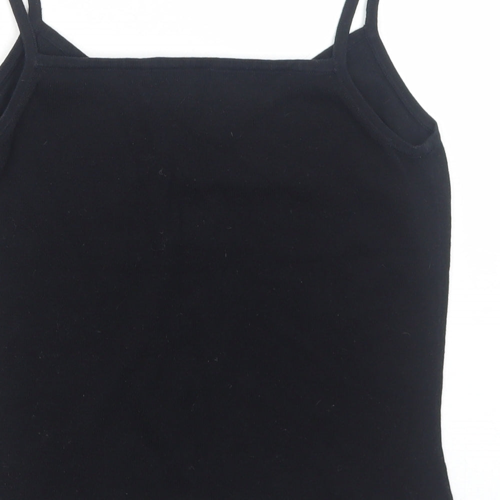 Monsoon Womens Black Cotton Basic Tank Size 10 V-Neck