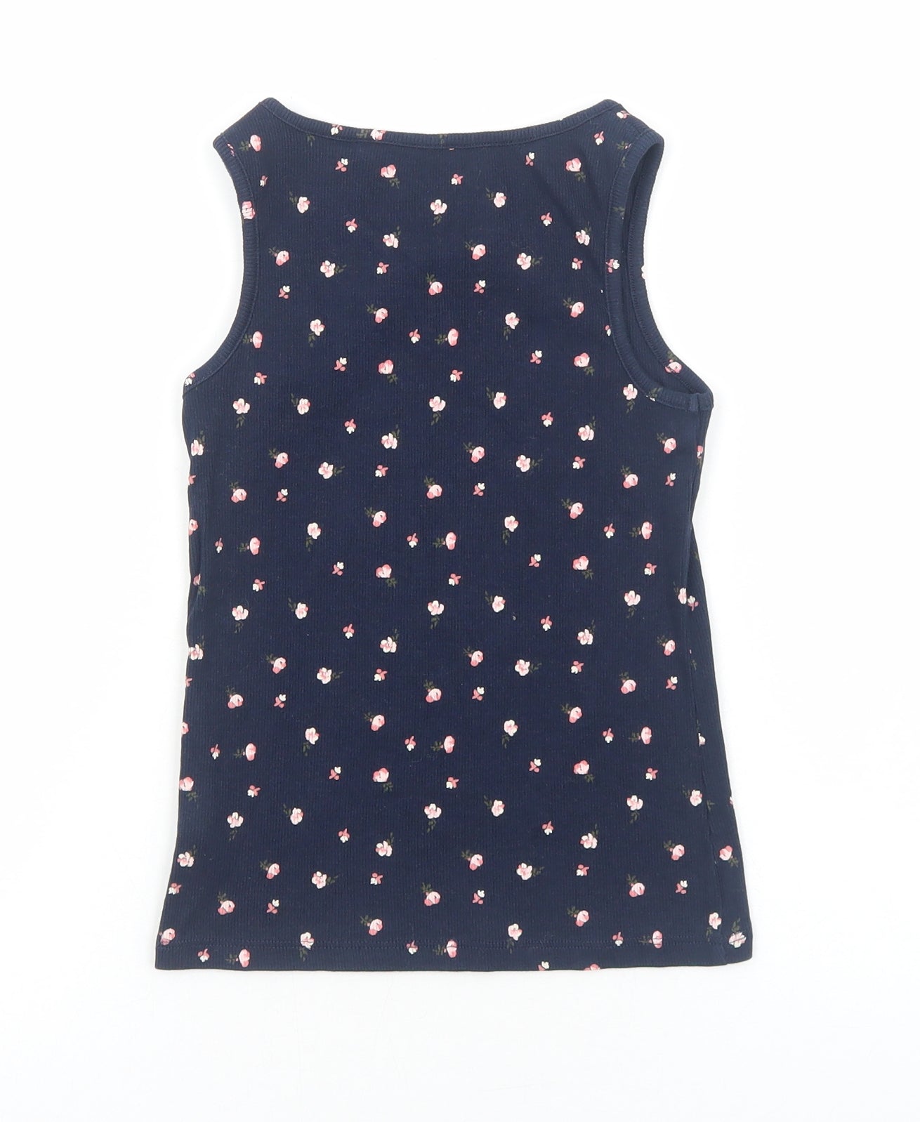 NEXT Girls Blue Geometric Cotton Basic Tank Size 7 Years Scoop Neck Pullover