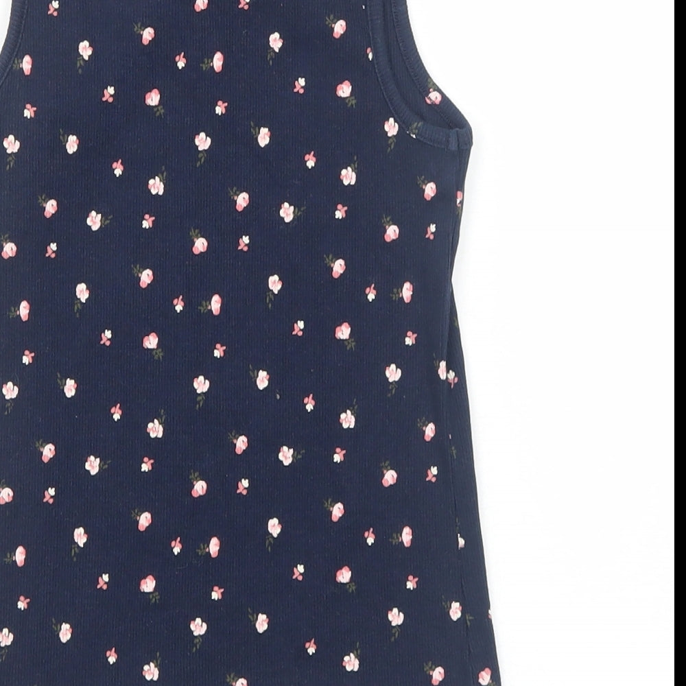 NEXT Girls Blue Geometric Cotton Basic Tank Size 7 Years Scoop Neck Pullover