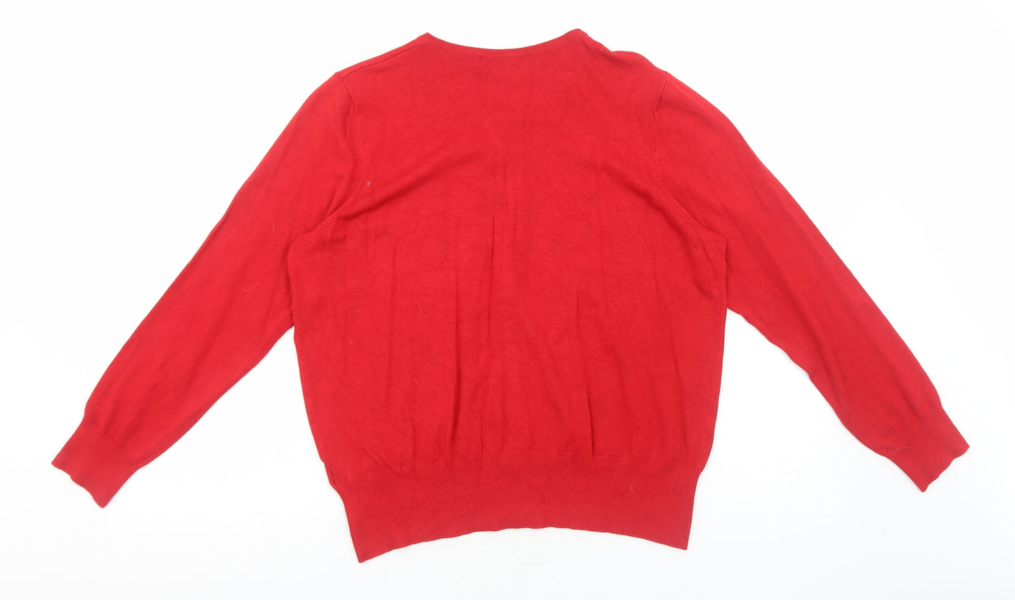 Marks and Spencer Womens Red Round Neck Viscose Cardigan Jumper Size 16