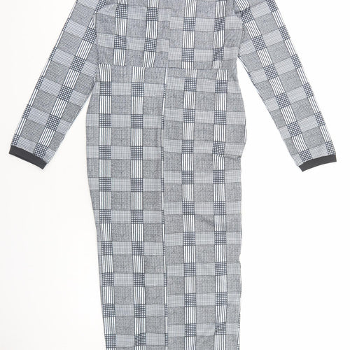 CBR Womens Black Check Polyester Maxi Size M V-Neck Pullover