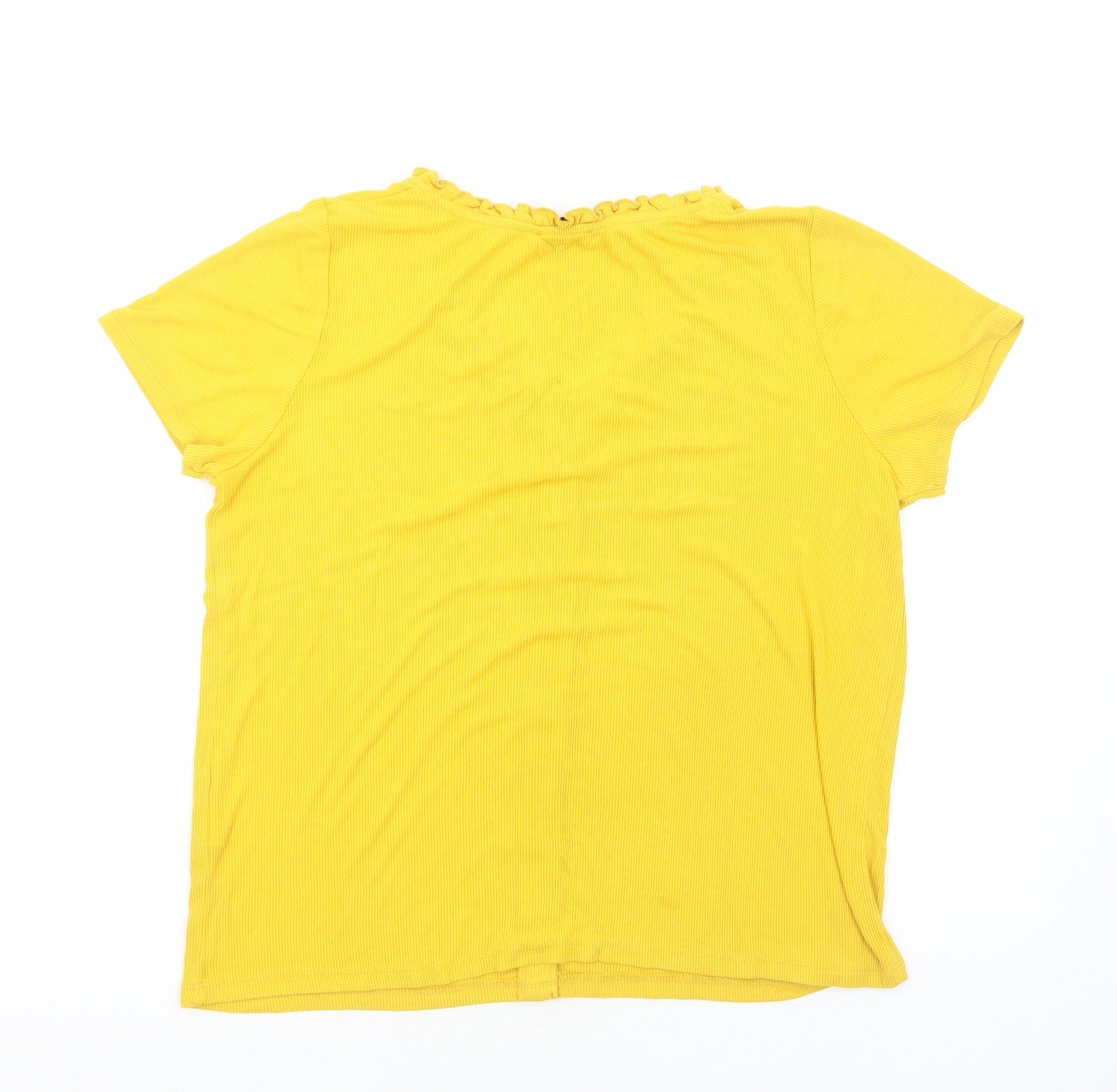 Papaya Womens Yellow Viscose Basic T-Shirt Size 16 V-Neck