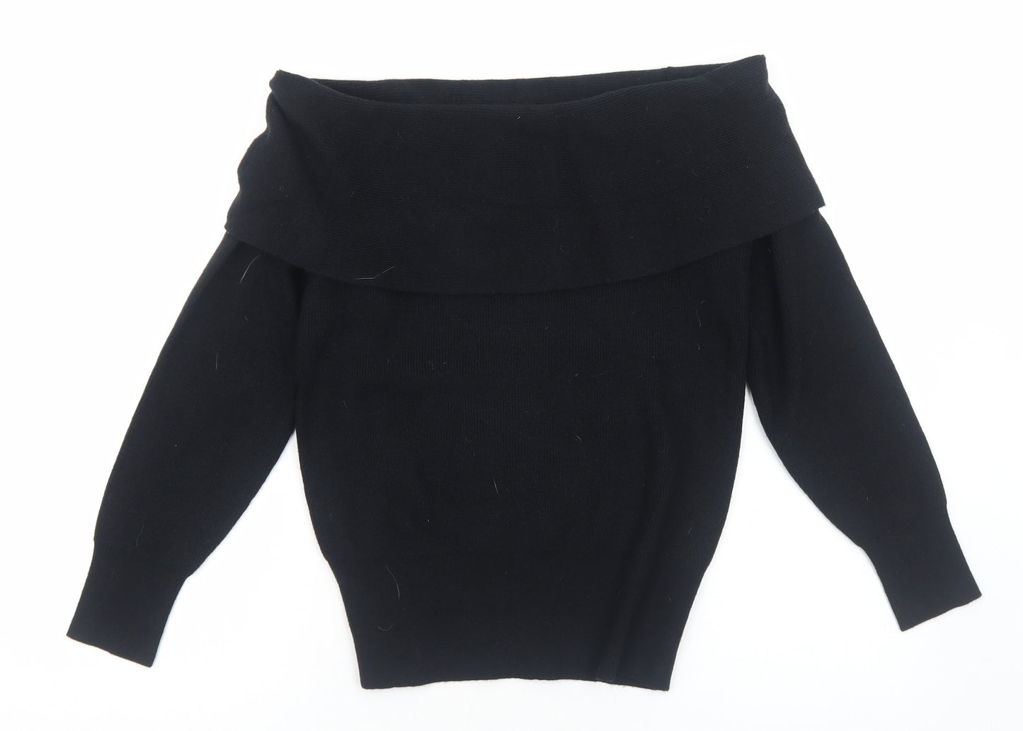 Marks and Spencer Womens Black Boat Neck Viscose Pullover Jumper Size 10