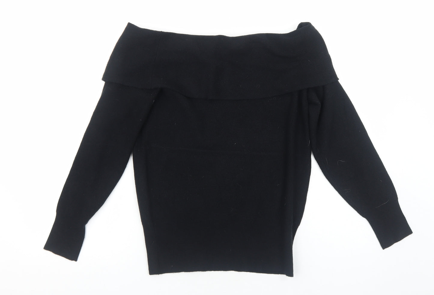 Marks and Spencer Womens Black Boat Neck Viscose Pullover Jumper Size 10